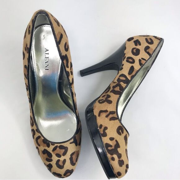 Alfani Animal Leopard Print Calf Hair Closed Toe Pump Heels - Picture 5 of 13